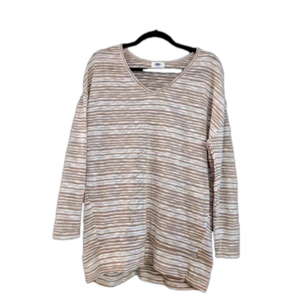 3/$30 Old Nay brown/white striped sweater, size large - Picture 1 of 2